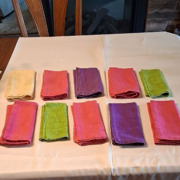 Colorful 10 Pc. Cloth Napkin Set - Picture 1 of 10